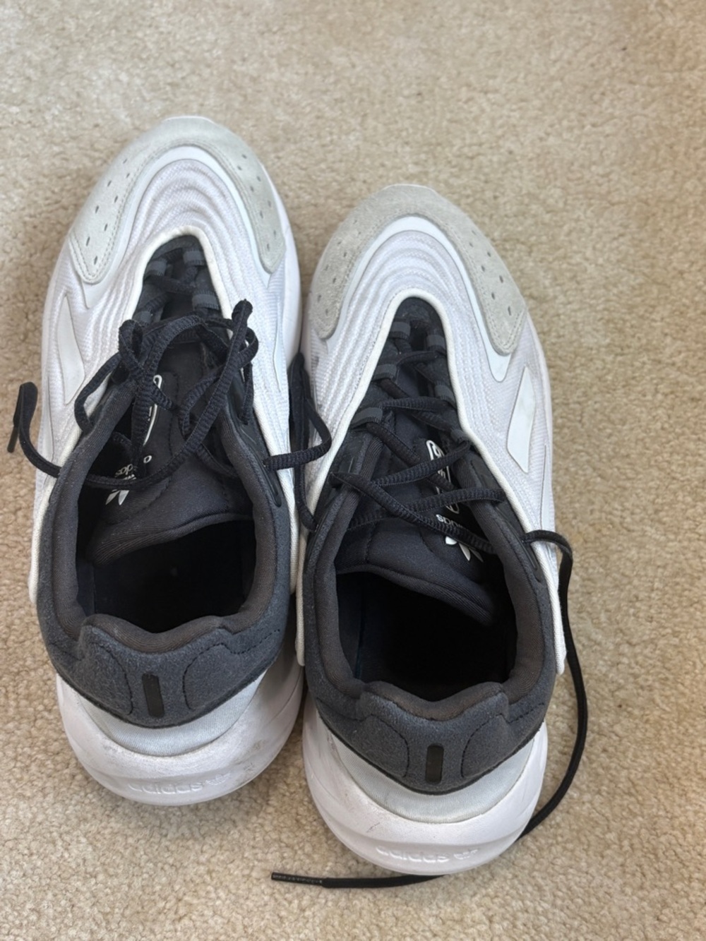 adidas White and Black Wave-Style Athletic Sneakers